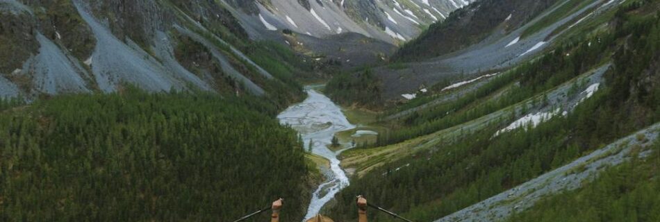 trekking on snow hills